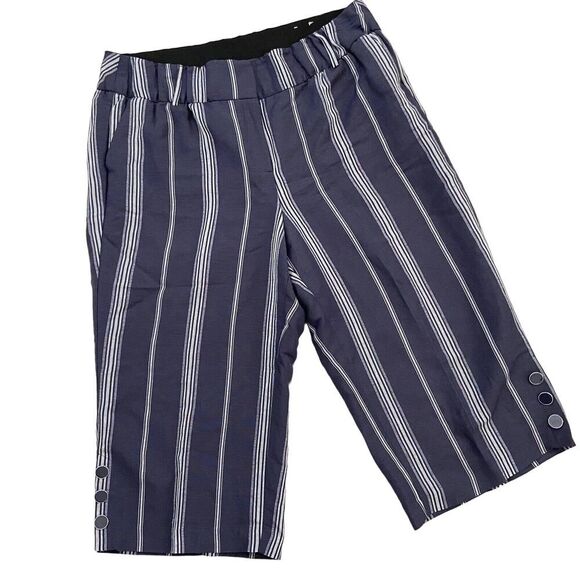 Lane Bryant The Laney Linen Blend High Rise Cropped Striped Pants Size 20 - Picture 11 of 11